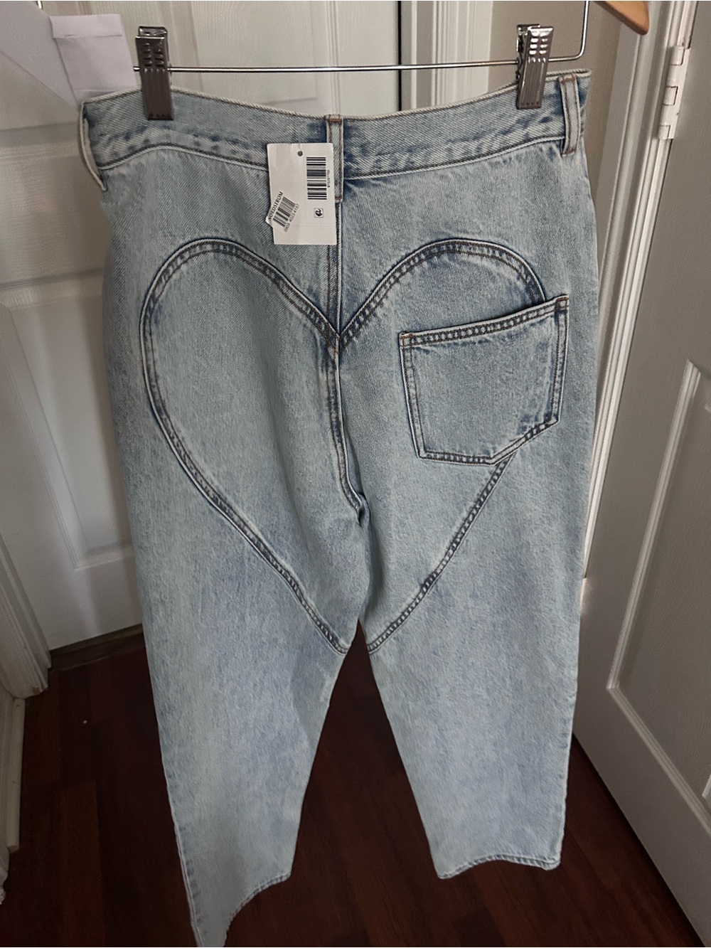 NWT AREA Crystal Slit Cotton Denim straight Leg Jeans 26 - Picture 11 of 14